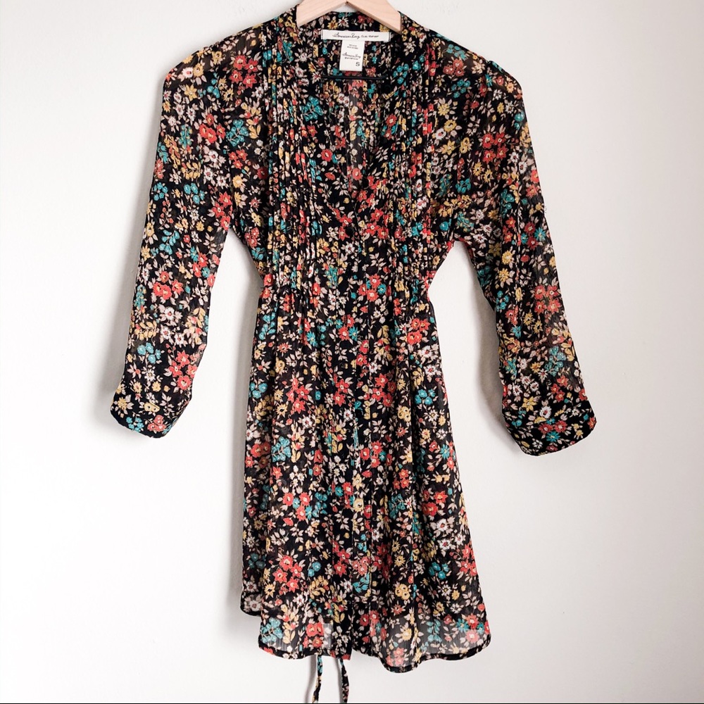 AMERICAN RAG sheer floral blouse tunic